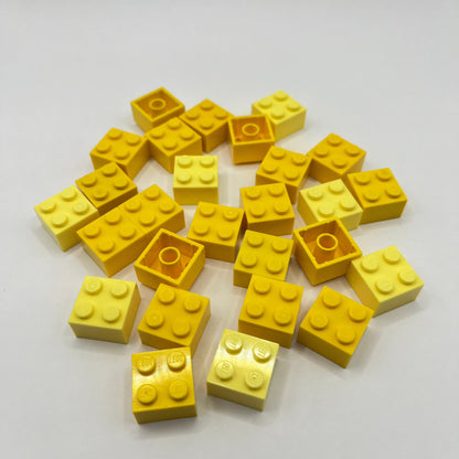 LEGO 2x2 Bricks, Yellow, 25 Pieces.
