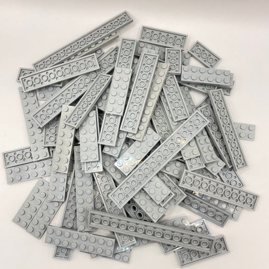 LEGO Long Plates 2x Wide, Light Bluish Grey, Approx. 200g