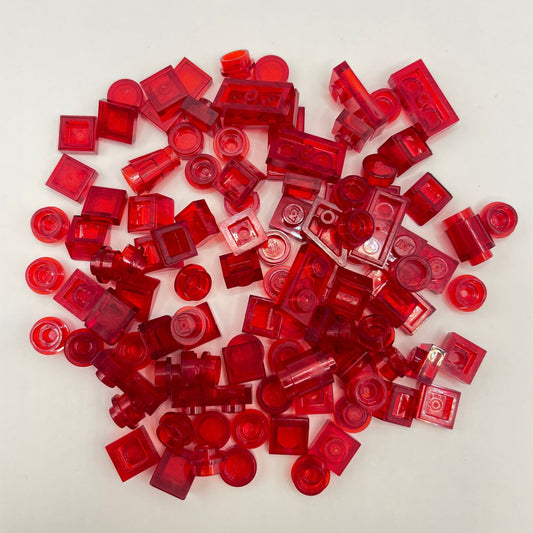 LEGO Transparent Red, Mixed Pieces, (100 Pieces)