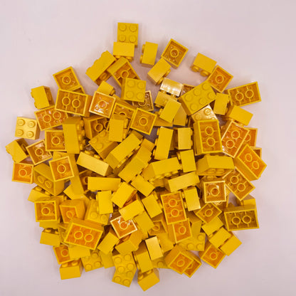 LEGO Bricks, Short, 2x Wide, Yellow, Approx. 200g