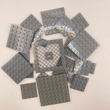 LEGO  Plates, Squares, Dark Bluish Grey, Approx. 70g