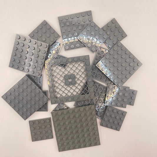LEGO  Plates, Squares, Dark Bluish Grey, Approx. 70g