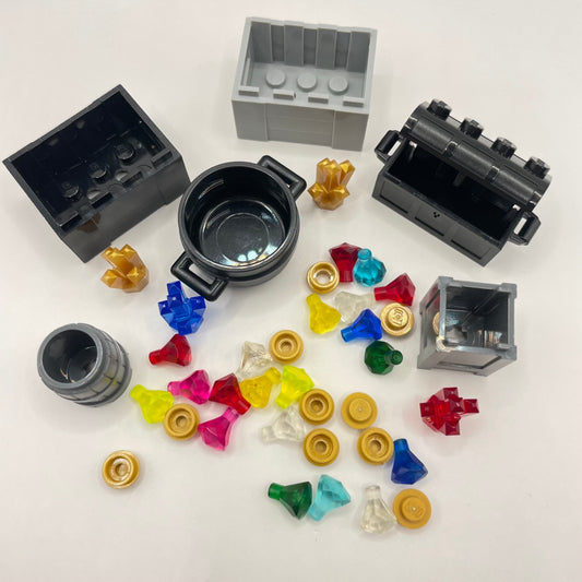 LEGO Treasure Chests, Gem Stones, Gold, Mixed Pieces, (40 Pieces)