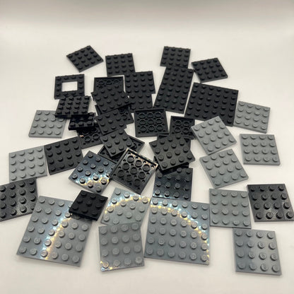 LEGO Black and Dark Bluish Grey, Square Plates, Approx. 90g