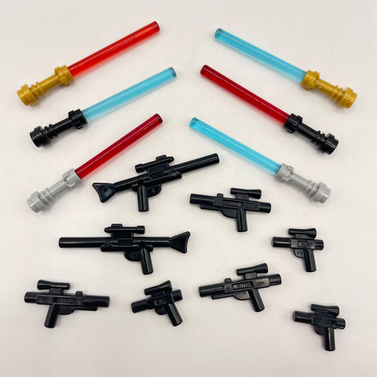 LEGO Blaster and Lightsabers, Minifigure Accessories, Star Wars, 14 Pieces