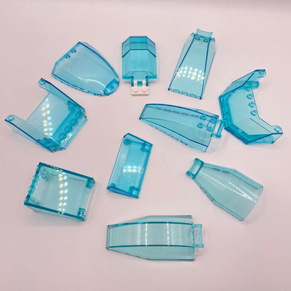 LEGO Mixed Windscreens, Transparent Light Blue, Vehicles, 10 Pieces