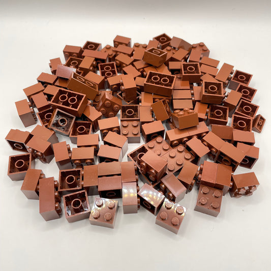 LEGO Bricks 2x Wide, Short Reddish Brown, Approx. 150g