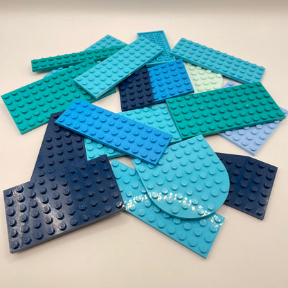 LEGO Medium Plates, Mixed Blue, Approx. 120g
