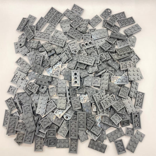 LEGO Small Plates 2x Wide, Dark Bluish Grey, Approx. 230g