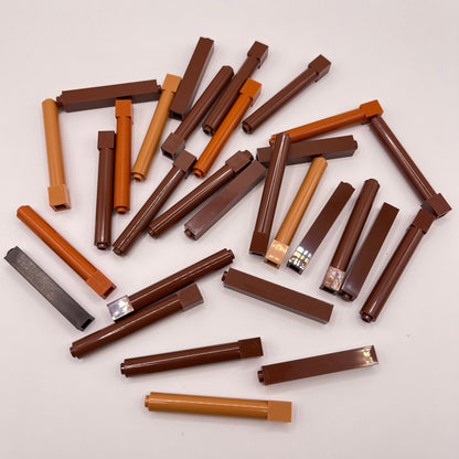 LEGO Pillars and Posts, Building Pieces, Mixed Brown, Approx. 60g