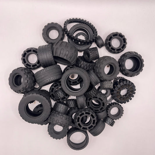 LEGO Mixed Tyres, Black, Vehicle Pieces, Approx. 300g