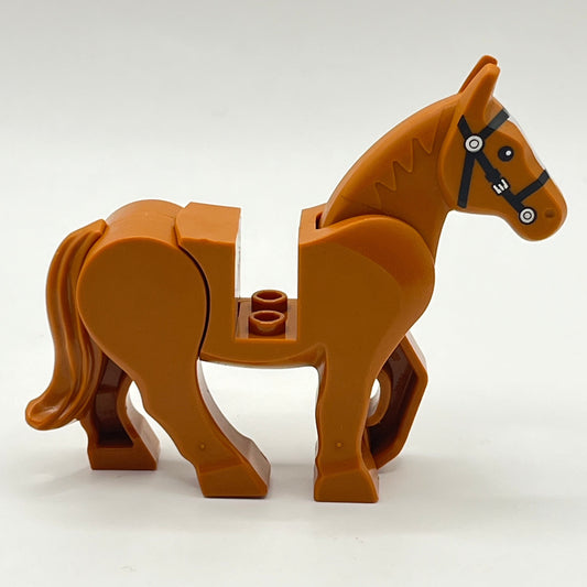LEGO Dark Orange, Horse Movable Head and Legs, White Pupils, 1 Piece