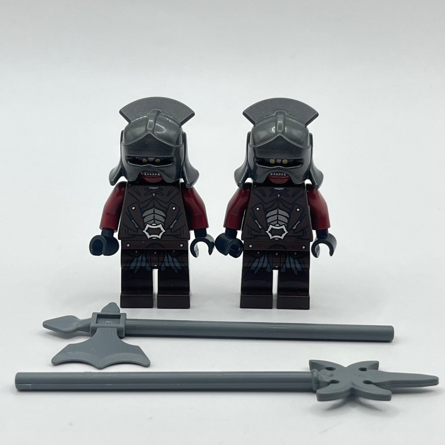 LEGO Uruk-Hai with Helmet and Weapon, Lord of the Rings, Minifigure (lor007) (Pack of 2) Torso Cracked)