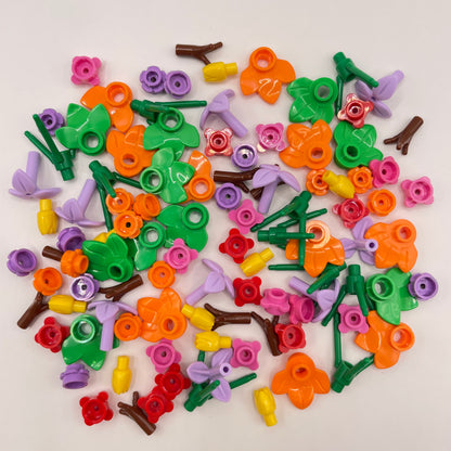 LEGO Small Plant Pack, Mixed Colourful Flowers, Stems, Leaves, 100 Pieces