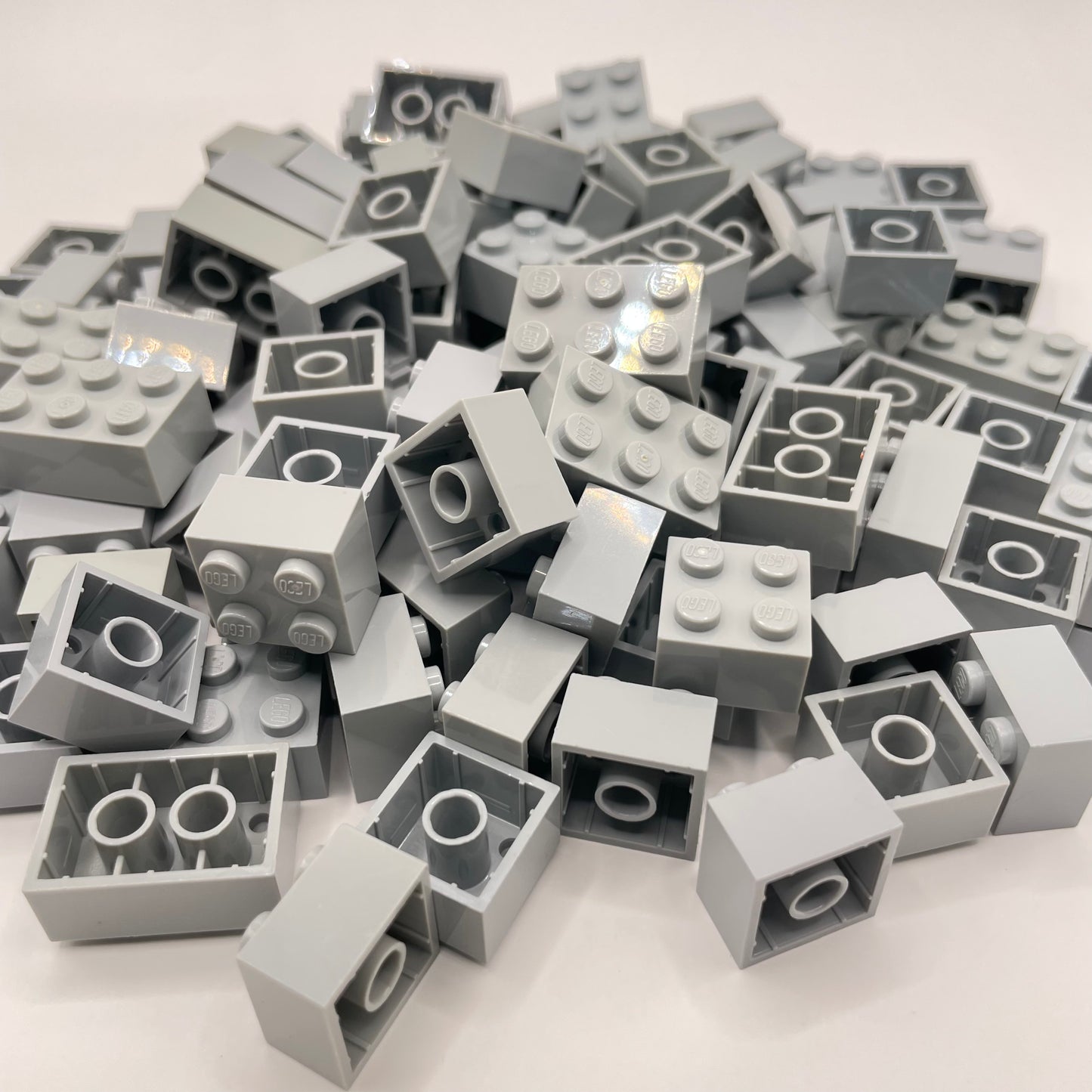 LEGO Bricks 2x Wide, Short, Light Bluish Grey, Approx. 140g