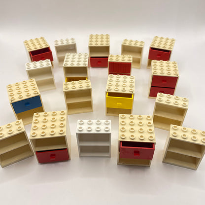 LEGO Vintage Cupboards, Mixed Colours, Building, Approx. 200g Marked, Yellowed