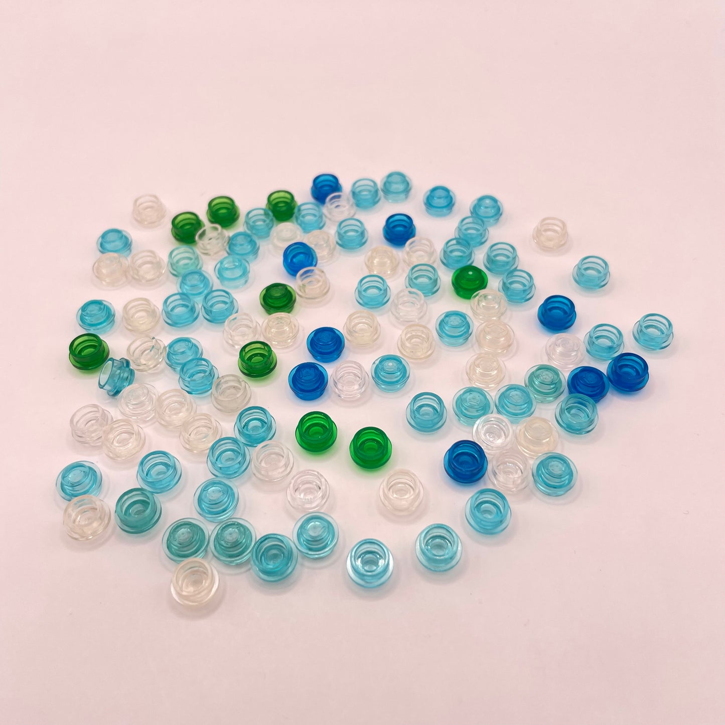 LEGO Plates Round 1x1, Transparent, Water, 100 Pieces