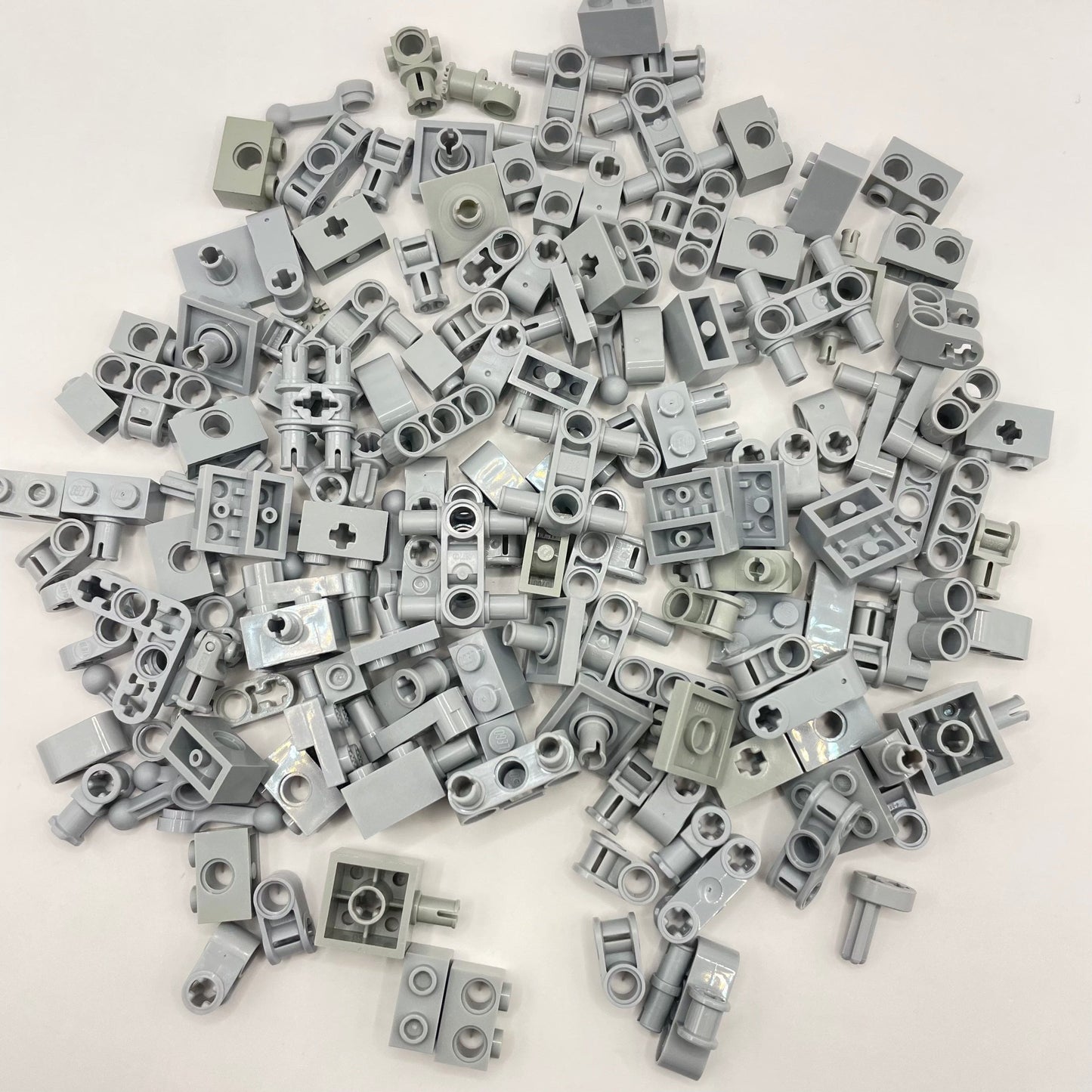 LEGO Small Technic Bricks and Pieces, Light Grey, Approx. 100g