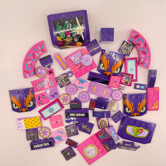 LEGO Pink and Purple, Mixed Pieces, Mixed Stickers, Approx. 60g