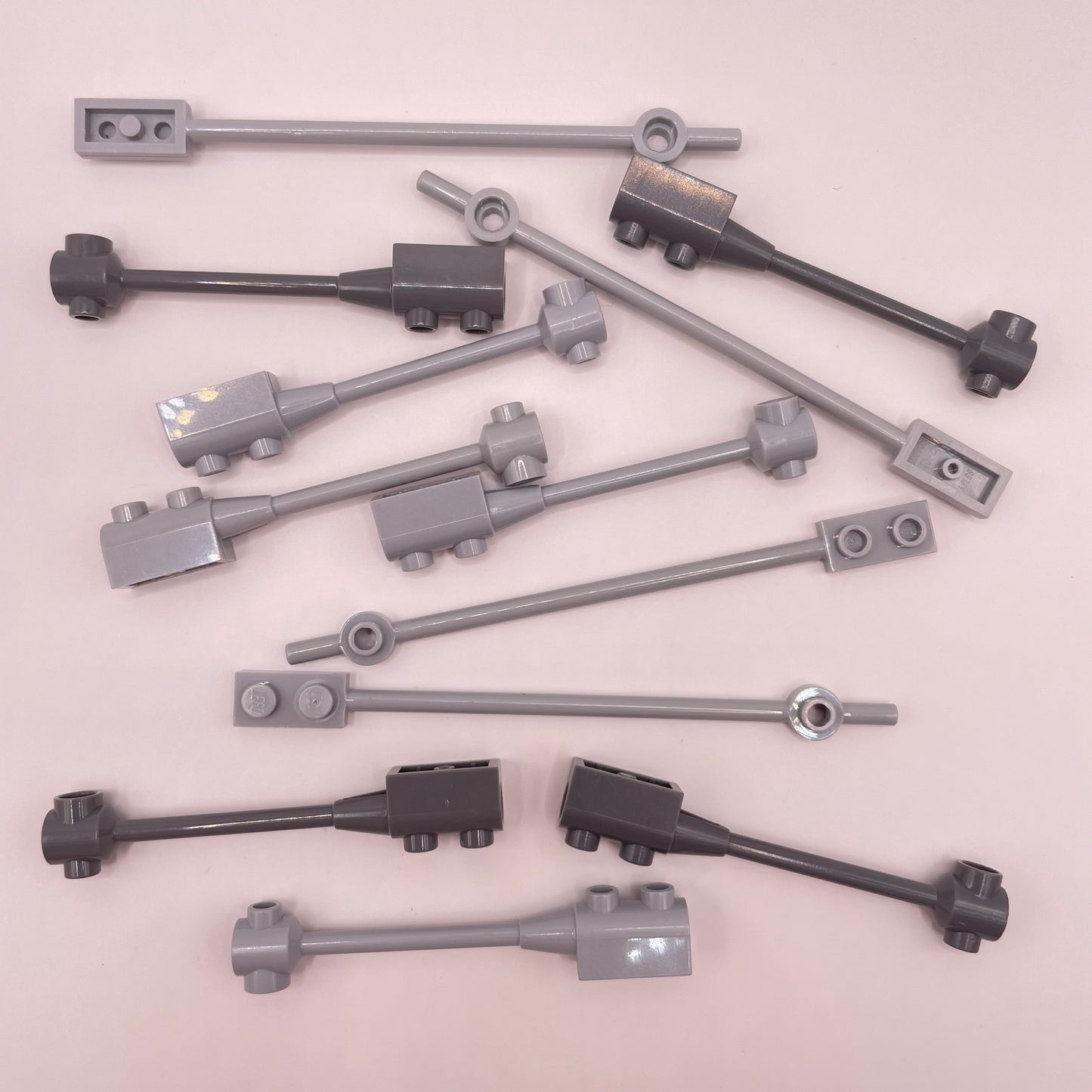 LEGO Long Bar, Mixed Bluish Grey, 12 Pieces