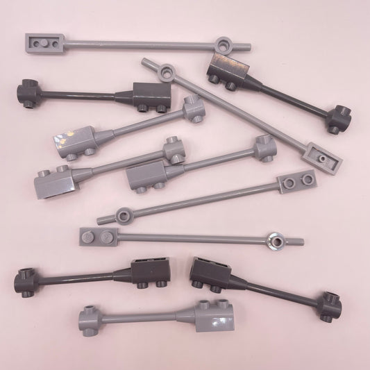 LEGO Long Bar, Mixed Bluish Grey, 12 Pieces