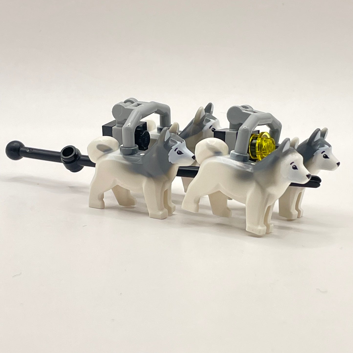 LEGO Husky Dogs, Sled Team, Marbled Light Bluish Grey, Brick Built, Winter Village, Christmas