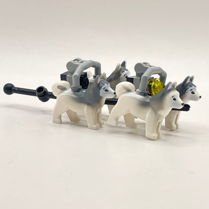 LEGO Husky Dogs, Sled Team, Marbled Light Bluish Grey, Brick Built, Winter Village, Christmas