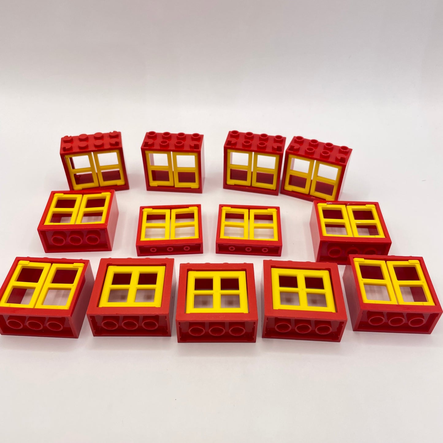 LEGO Red, Building Doors and Windows with Yellow inserts, Approx. 55g