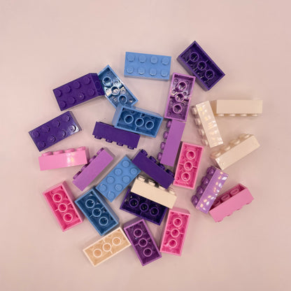 LEGO 2 x 4 Bricks, Mixed Colours, Pink and Purple, 25 Pieces