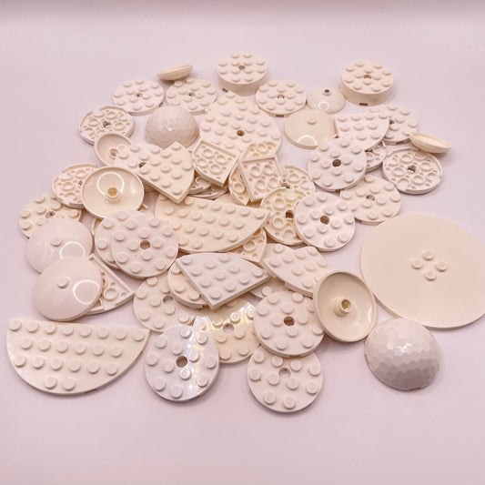 LEGO Round, Medium Pieces, White, Approx. 90g