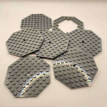 LEGO Octagon Plates, Dark Bluish Grey, 7 Pieces