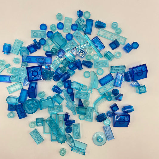 LEGO Mixed Trans-Blue, Mixed Pieces, Approx. 40g