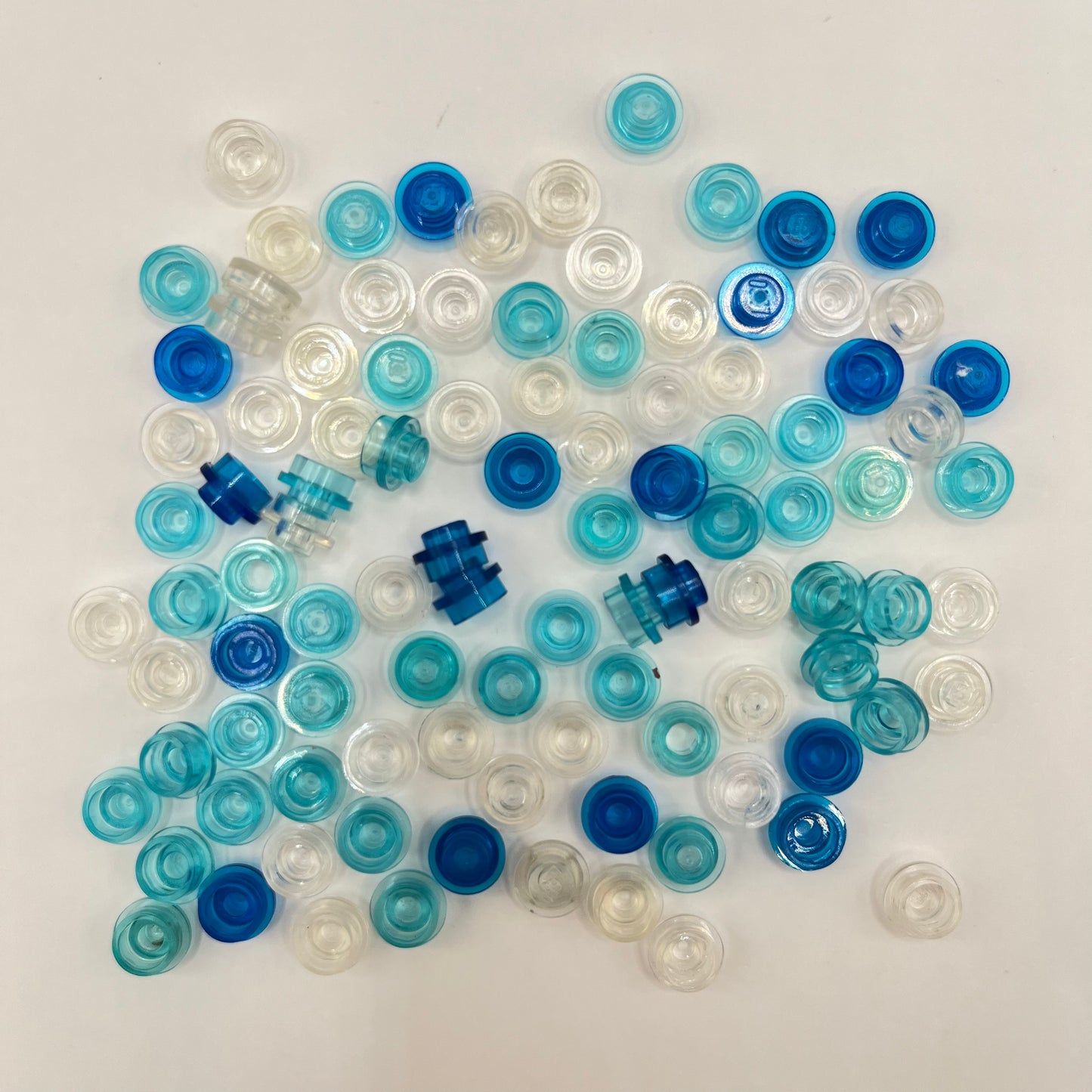 LEGO  Blue And Clear ,Transparent, 1x1 Round, (100 Pieces)