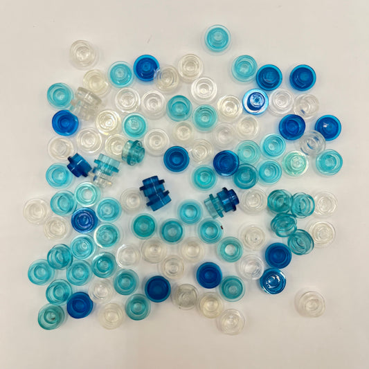 LEGO  Blue And Clear ,Transparent, 1x1 Round, (100 Pieces)