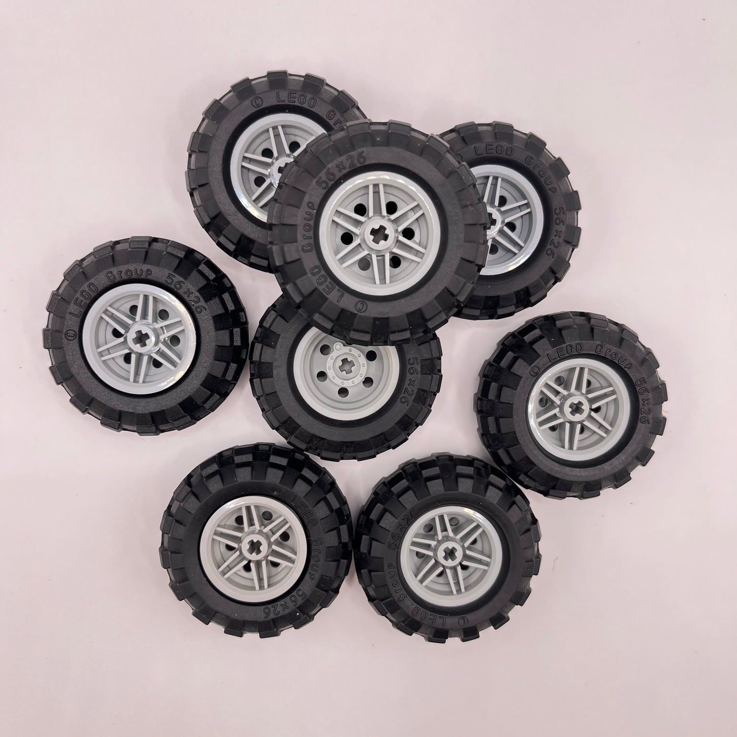 LEGO Wheels, 56x26, Light Bluish Grey Hubs, Vehicle Pieces, 8 Pieces