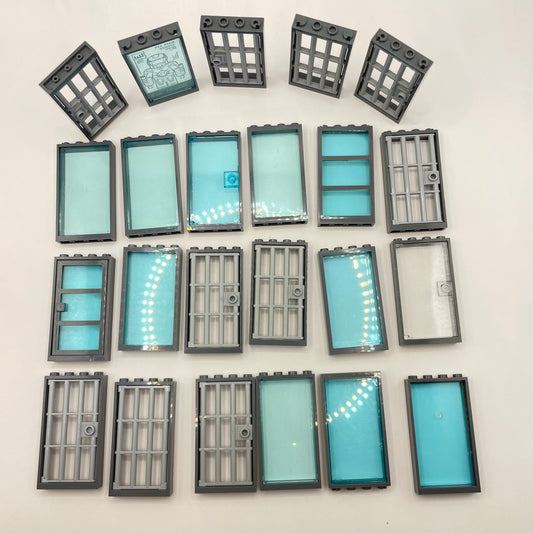 LEGO Doors and Windows, Dark Bluish Grey, Building, 23 Pieces