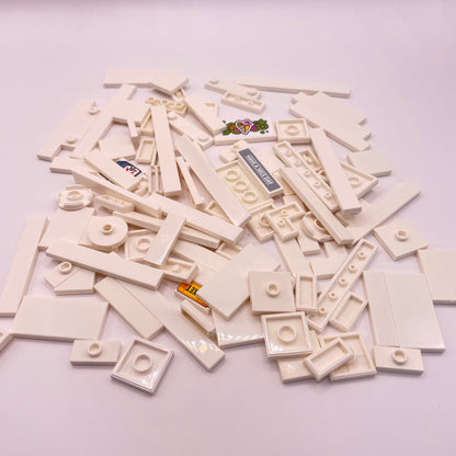 LEGO Mixed Tiles, Some Prints, White, Approx. 50g