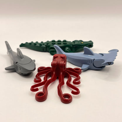 LEGO Water Animals, Sharks, Octopus, Crocodile, 4 Pieces