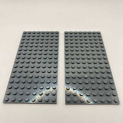 LEGO 8x16 Plates, Dark Bluish Grey, 2 Pieces,