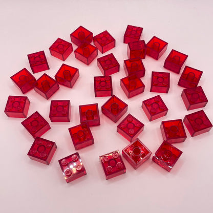 LEGO 2x2 Bricks,  Transparent Red, 30 Pieces