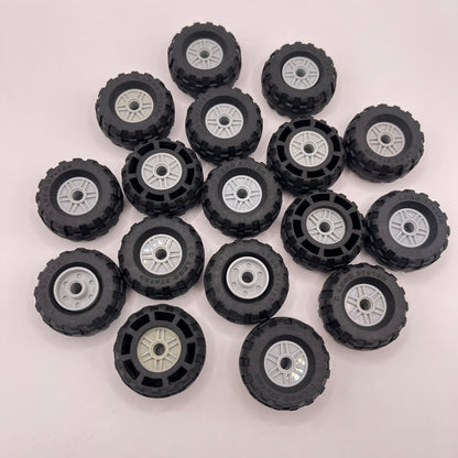 LEGO Wheels, 37x18R, Light Bluish Grey, Vehicle Pieces, Approx. 180g