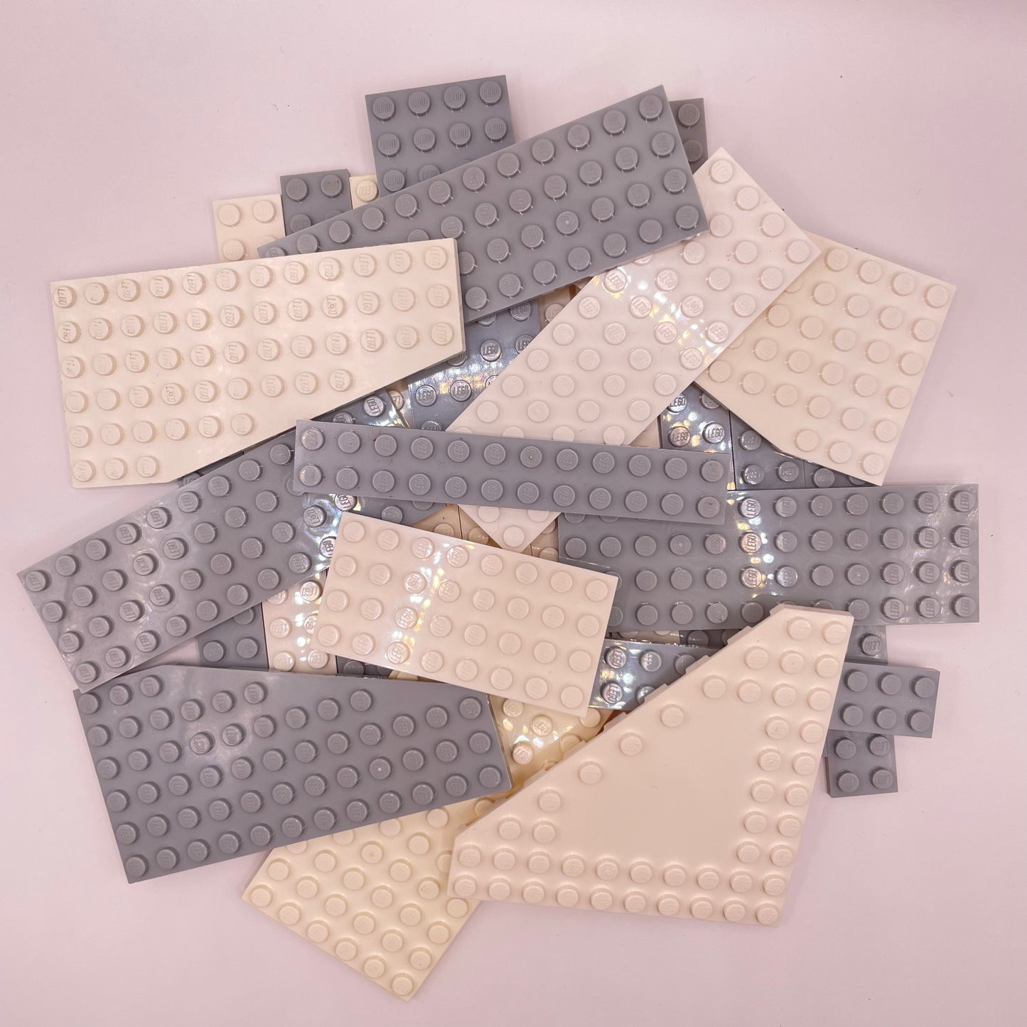 LEGO Medium Plates, White and Grey, Approx. 130g