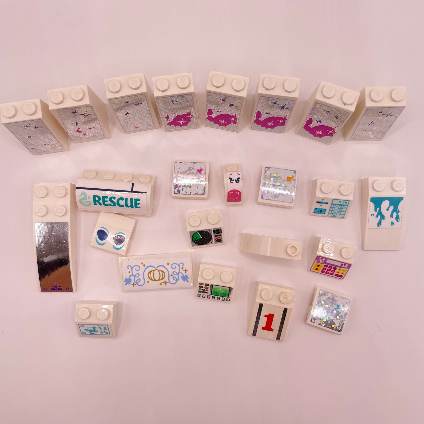 LEGO Slopes, Printed and Stickers, White, Approx. 30g