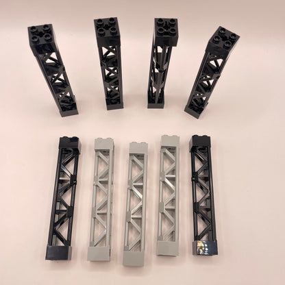 LEGO Girders, Building Pieces, Black and Grey, 9 Pieces