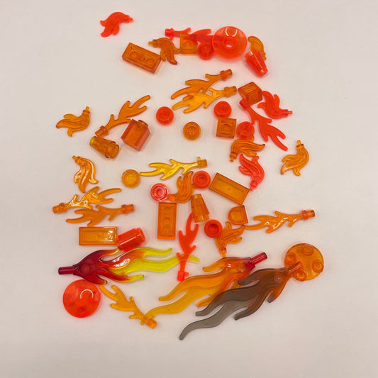 LEGO Trans-Orange Mixed Pieces, Flames, Energy Effects (50 Pieces)