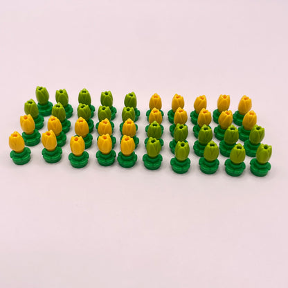 LEGO Yellow and Lime Tulip Field with Green Flowers, 80 Pieces