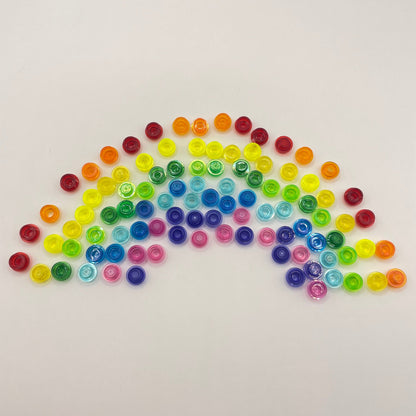 LEGO 10 Colours 10 pieces each 1x1 Round Plate Transparent (100 Pieces)
