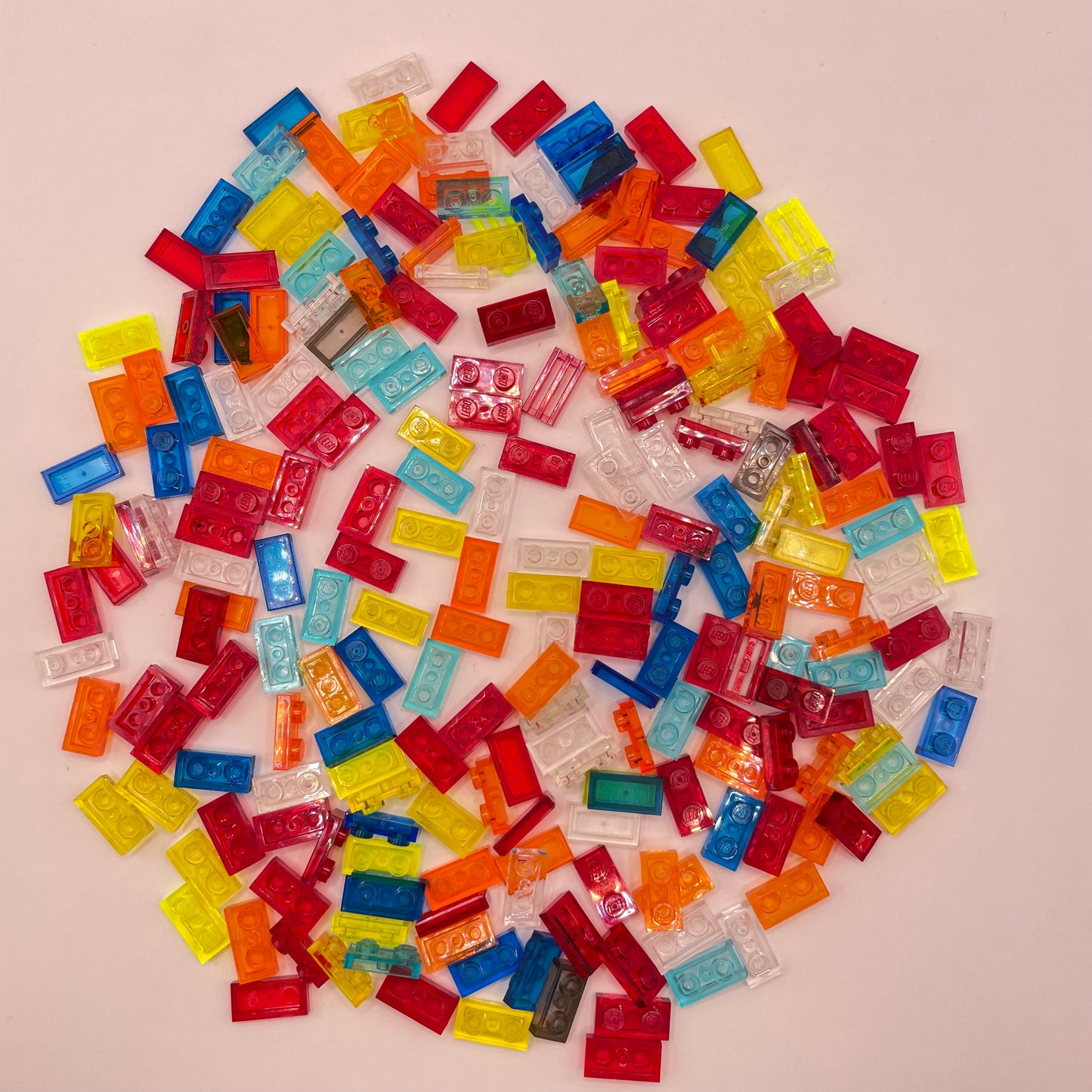 LEGO Plates 1x2, Transparent, Mixed Colours, (220 Pieces)