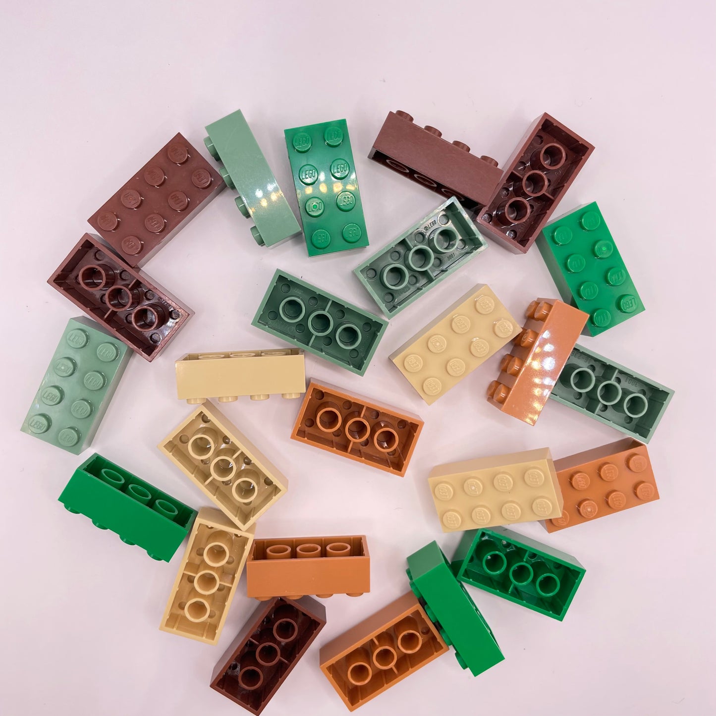 LEGO 2 x 4 Bricks, Earth Tones, Mixed Colours, 25 Pieces