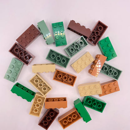 LEGO 2 x 4 Bricks, Earth Tones, Mixed Colours, 25 Pieces